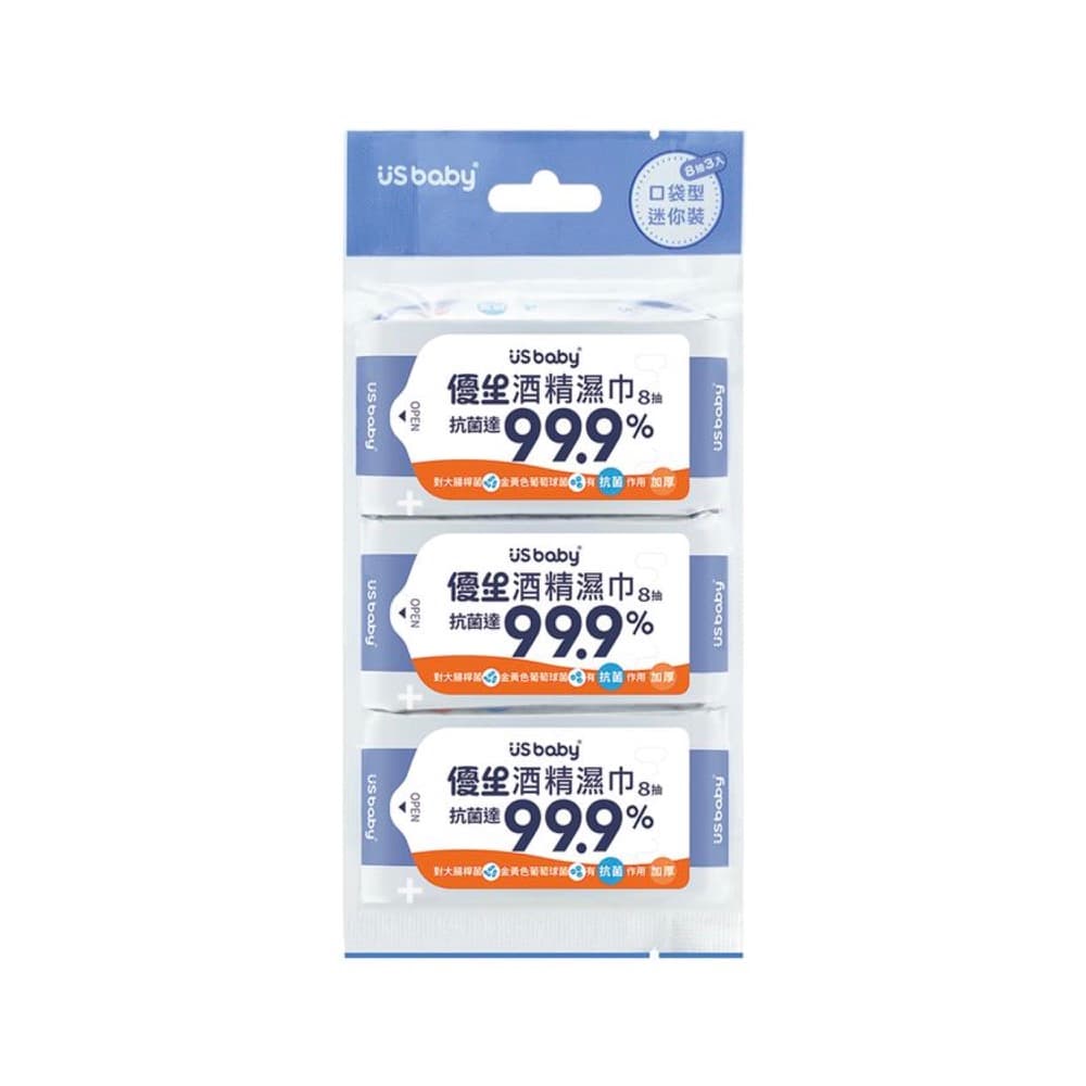 優生酒精濕巾超厚型8抽3入